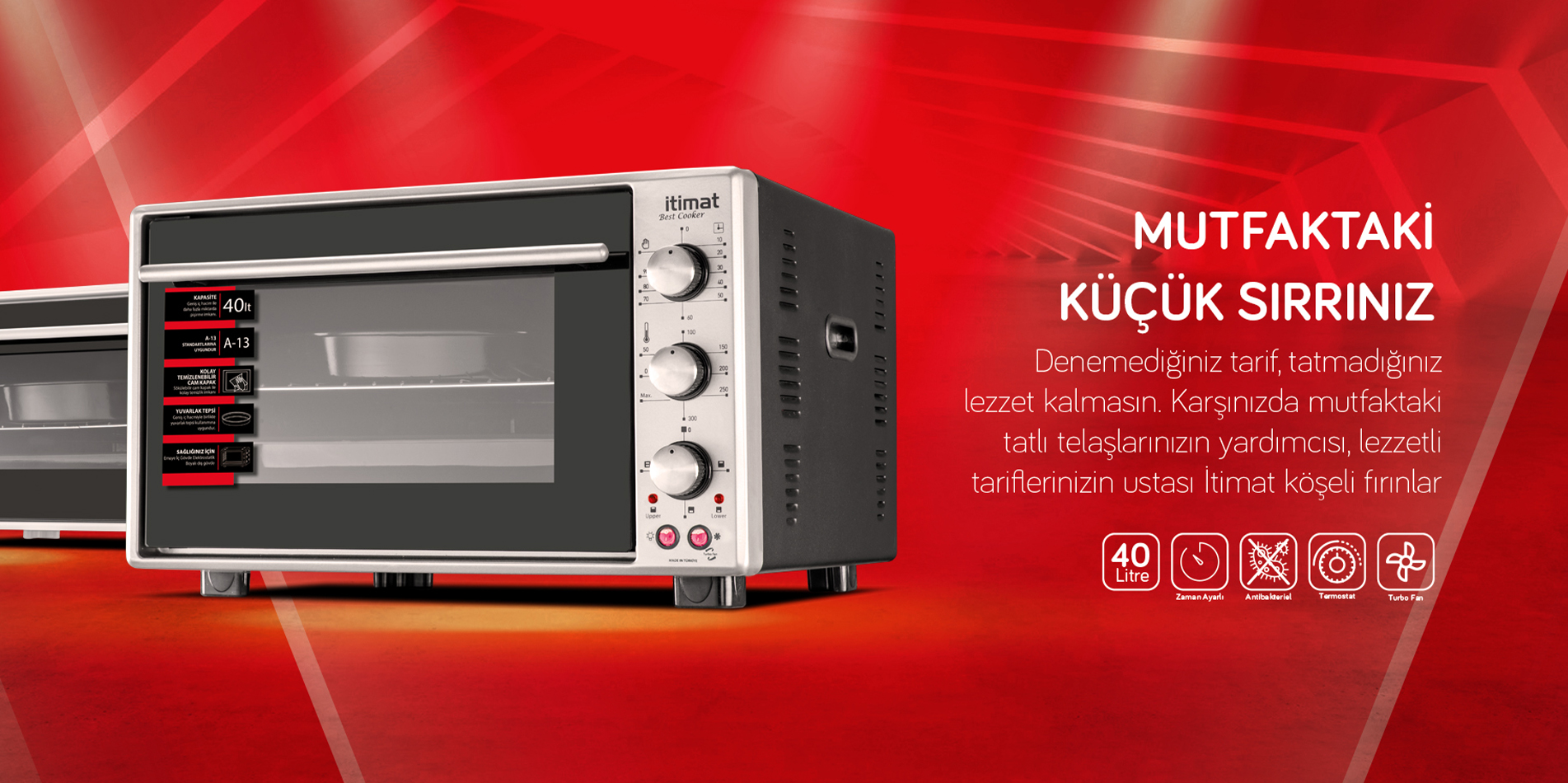 Turbo fanlı ankastre fırın mutfağınızda